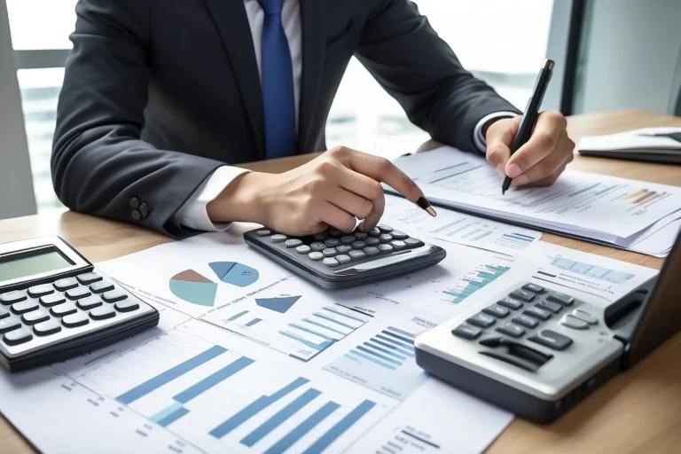 หน้าแรก 27 business man with accounting financial concept Horizontal 768x512